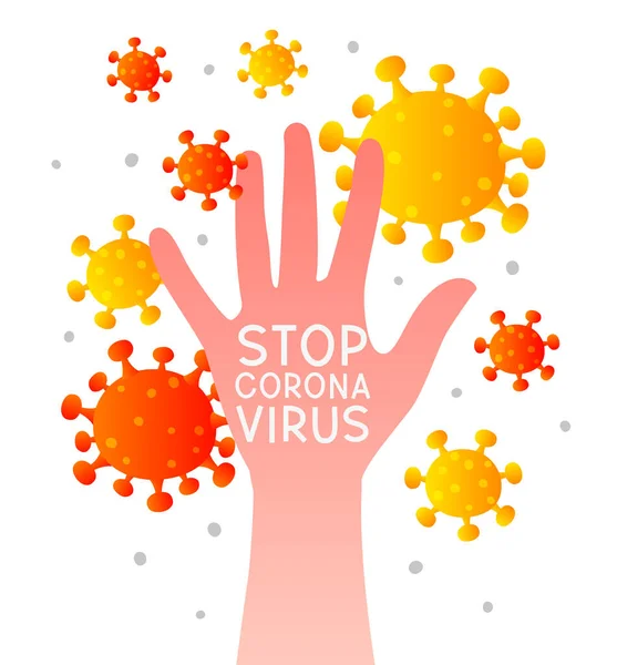 Mano Con Coronavirus Concetto Prevenzione Del Coronavirus — Vettoriale Stock