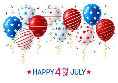 Renkli balonlar ve konfetiyle Bağımsızlık Günü tebrik kartı