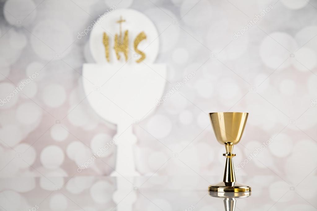 Holy communion a golden chalice