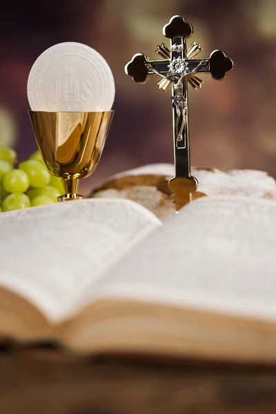 Bíblia, sacramento da comunhão fundo — Fotografia de Stock
