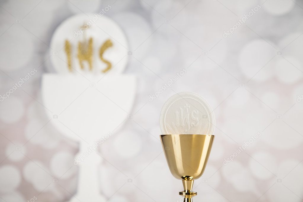 Holy communion a golden chalice