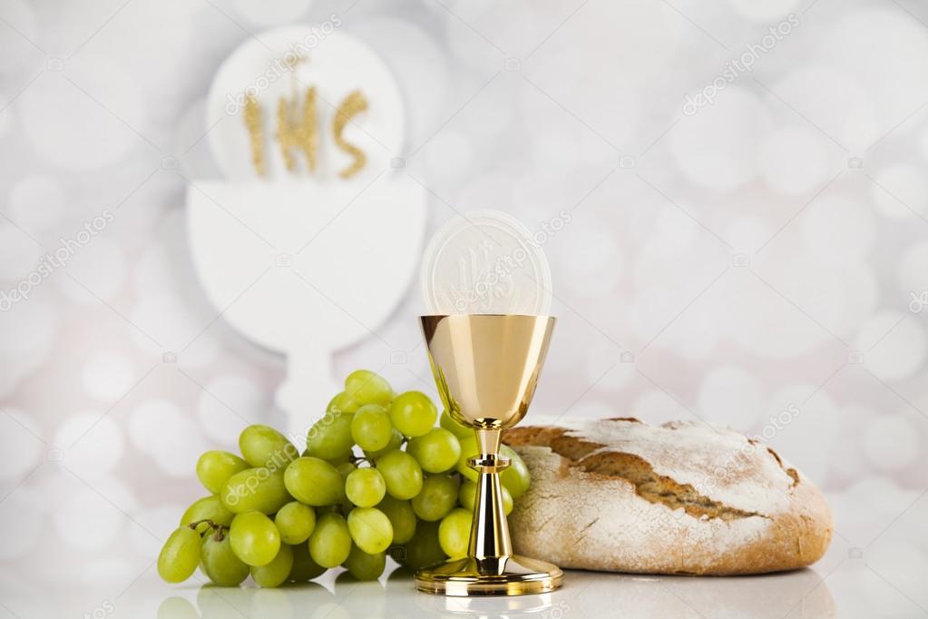 Holy communion a golden chalice