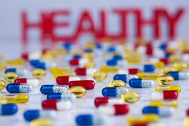 Hap, Tablet ve kapsül ile sağlıklı arka plan