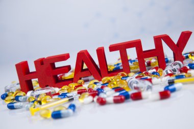 Hap, Tablet ve kapsül ile sağlıklı arka plan