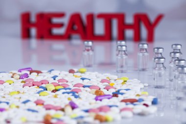 Hap, Tablet ve kapsül ile sağlıklı arka plan