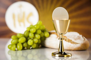 Ekmek ve şarap, kadeh ve ana bilgisayar Eucharist sembolü