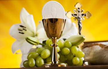 Hıristiyan din ve altın chalice sembolü