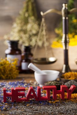 Healthy herbs with Healthy sign  clipart