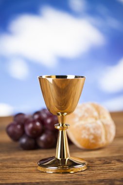 Ekmek ve şarap, kadeh ve ana bilgisayar Eucharist sembolü
