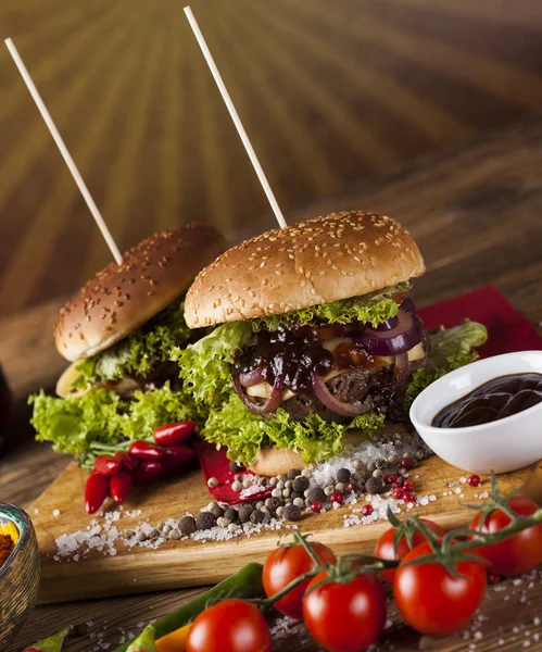 Close-up de hambúrgueres caseiros — Fotografia de Stock