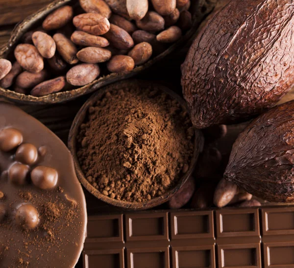 Cacao aromático y chocolate — Foto de Stock