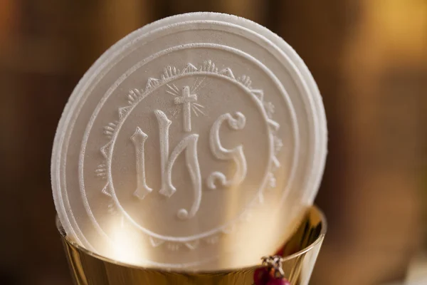 Signe eucharistique avec sacrement de fond de communion — Photo