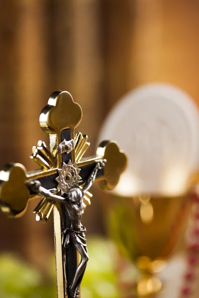 Eucharistie bord met sacrament van communie achtergrond — Stockfoto