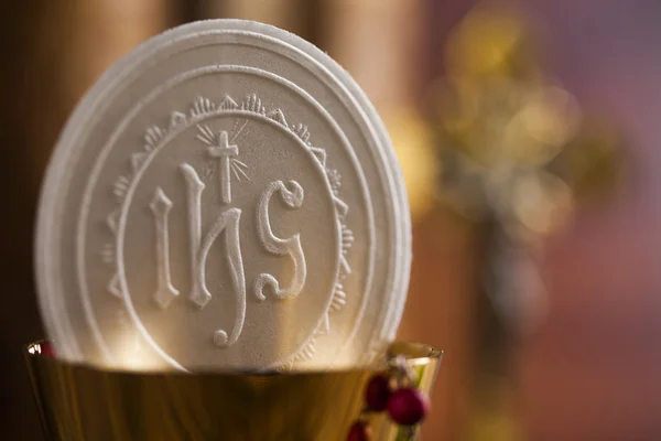 Eucaristía signo con sacramento de comunión fondo — Foto de Stock