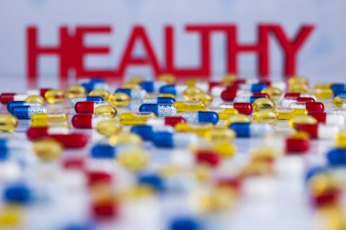 Hap, Tablet ve kapsül ile sağlıklı arka plan