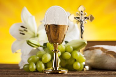Hıristiyan din ve altın chalice sembolü