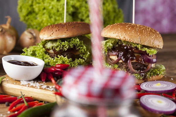 Fresh burgers closeup — Stock Photo, Image