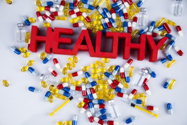 Hap, Tablet ve kapsül ile sağlıklı arka plan