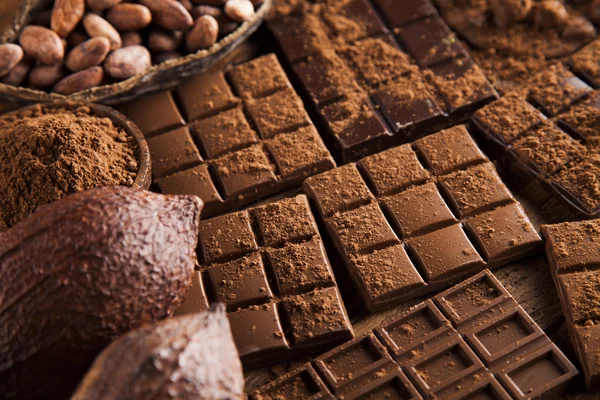 Barras de chocolate con nueces —  Fotos de Stock
