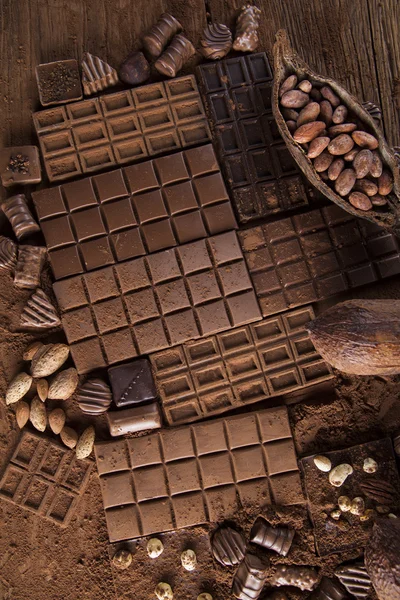 카 카오 콩 가루와 초콜릿 — 스톡 사진