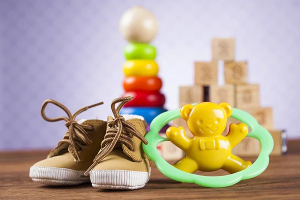 Coleção de brinquedos de madeira — Fotografia de Stock