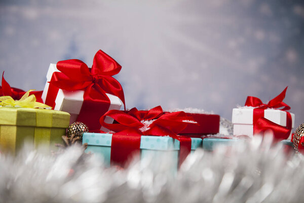 Christmas background with gift boxes