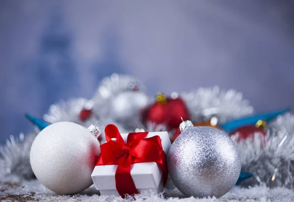 Background with decorations and gift boxes — Stock Photo, Image