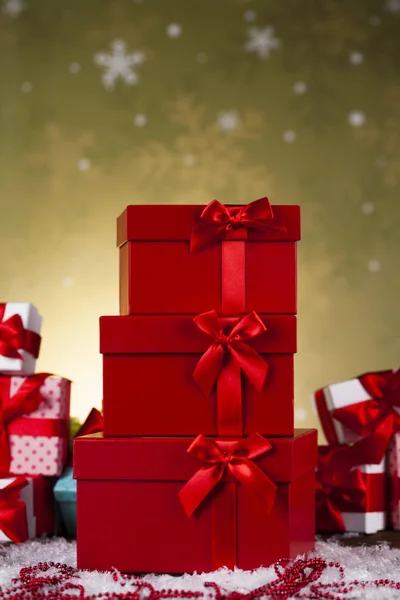 Hediye kutularıyla Noel arkaplanı — Stok fotoğraf