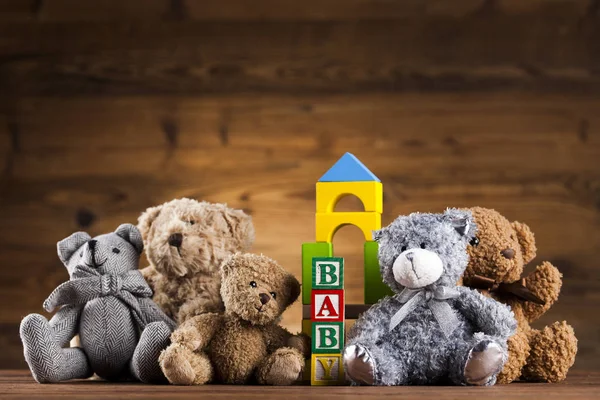 Arka plan üzerinde oyuncak ayılar — Stok fotoğraf
