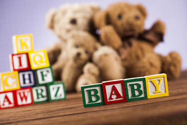 Wooden toy cubes with letters — Stock Photo, Image