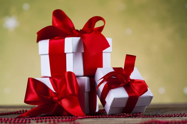 Gift box with red ribbon — Stock Photo, Image