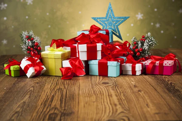 Gift boxes with red ribbon — Stock Photo, Image