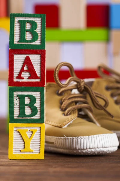 Wooden toy cubes with letters — Stock Photo, Image