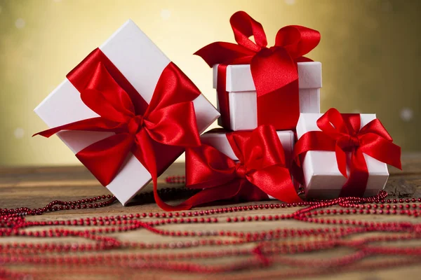 Kerstmis achtergrond met geschenkdozen Stockfoto