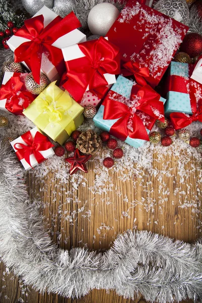 Gift boxes with red ribbon — Stock Photo, Image