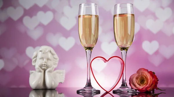 Champagne glasses for Valentines day — Stock Photo, Image