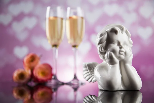 Bicchieri di champagne per San Valentino — Foto Stock