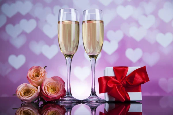 Champagne glasses for Valentines day — Stock Photo, Image