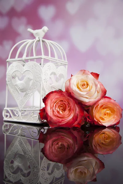 Láska klec s květinami — Stock fotografie