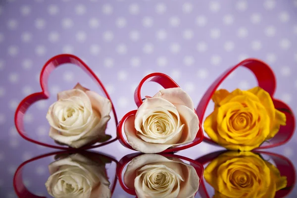 Corações e rosas para o dia dos namorados — Fotografia de Stock