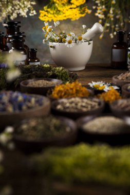 Çeşitli tıbbi tedavi edici otlar 