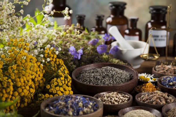 Medicina herbal en la mesa — Foto de Stock