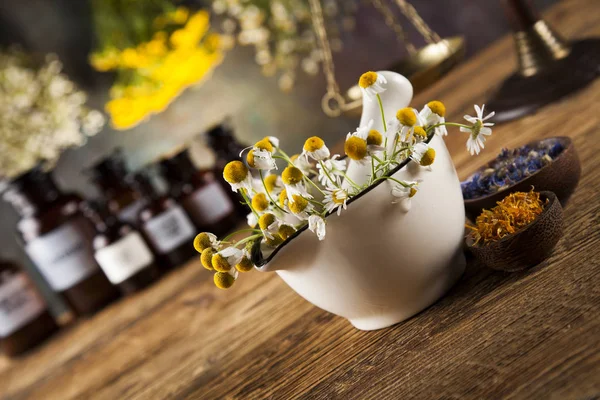 Medicina herbal en la mesa — Foto de Stock