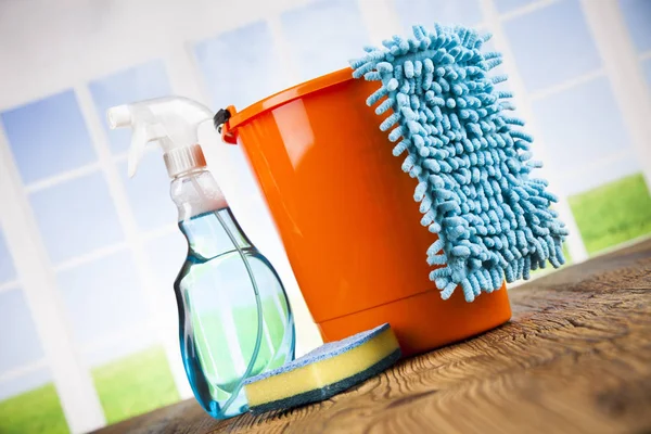 Groep van geassorteerde reinigingsapparatuur — Stockfoto