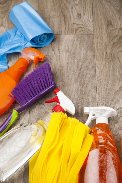 Variedade de produtos de limpeza — Fotografia de Stock