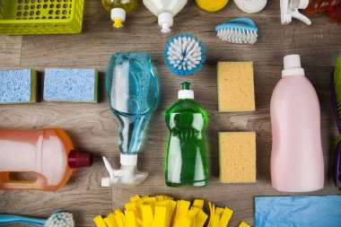 Variety of cleaning products clipart