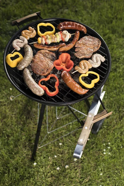 Verschiedene leckere Gegrilltes, Barbecue — Stockfoto