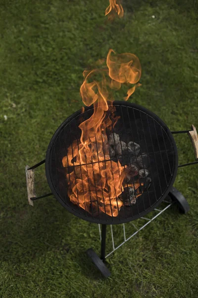 Ogień w tle, grill — Zdjęcie stockowe