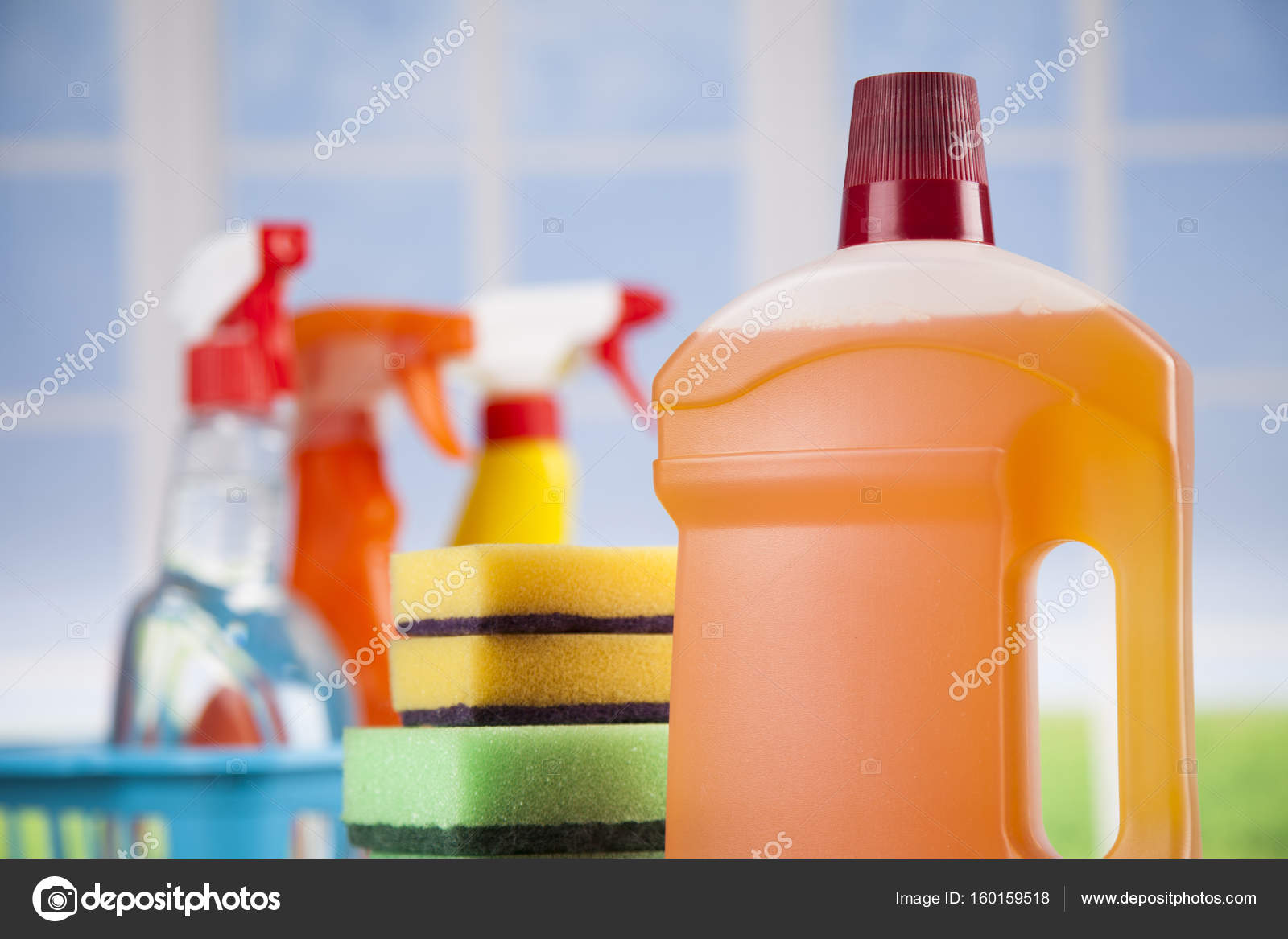 Assorted cleaning products Stock Photo by ©JanPietruszka 160159518