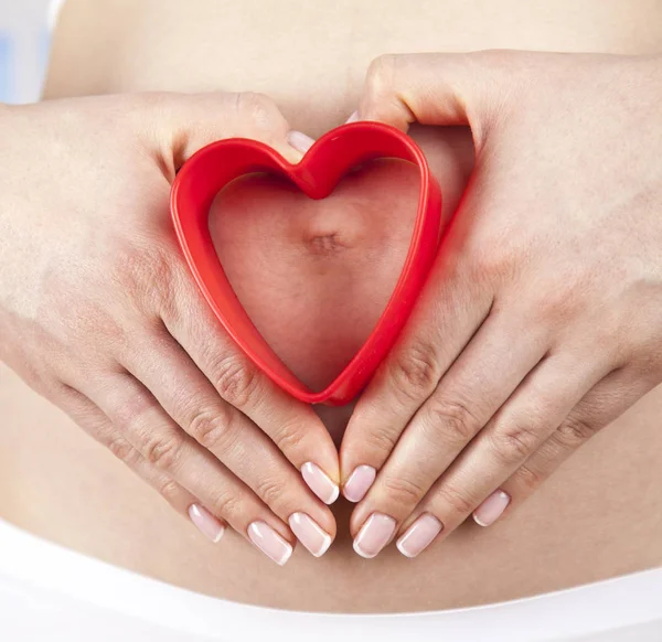 Bela barriga de mulher grávida — Fotografia de Stock